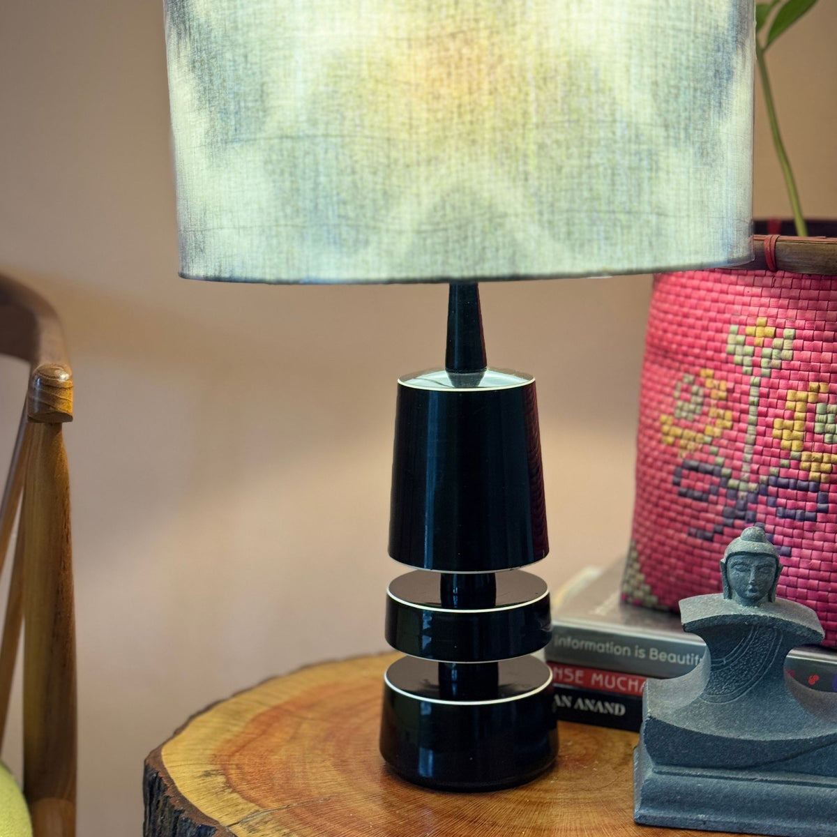 TRIKONE BLACK ~ 12" BLACK SHIBORI SHADE