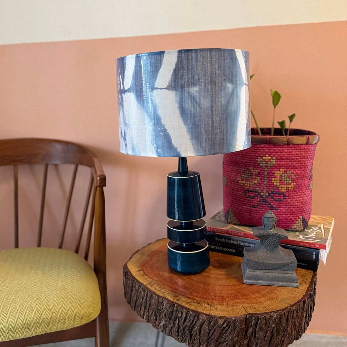TRIKONE BLUE ~ 12" BLUE SHIBORI SHADE