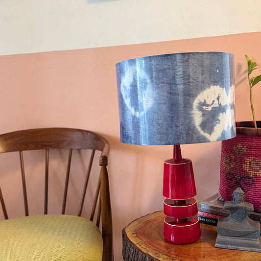 TRIKONE RED ~ 12" BLUE SHIBORI SHADE