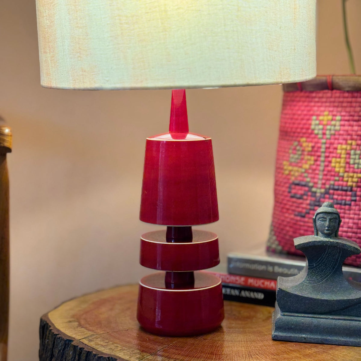 TRIKONE RED ~ 12" PINK SHIBORI SHADE