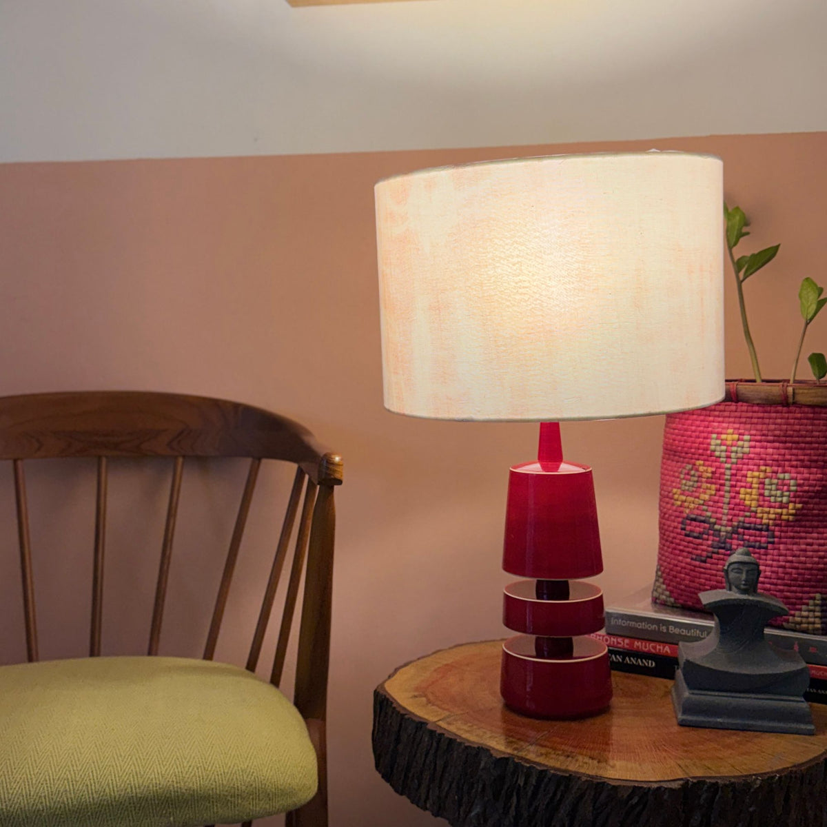 TRIKONE RED ~ 12" PINK SHIBORI SHADE