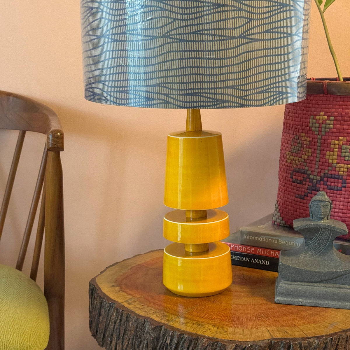TRIKONE YELLOW ~ 12" BLUE WAVES SHADE