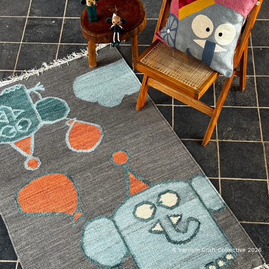 FLAPPY BALLOONS LIGHT BLUE 3X5 FEET PUNJA DHURRIE