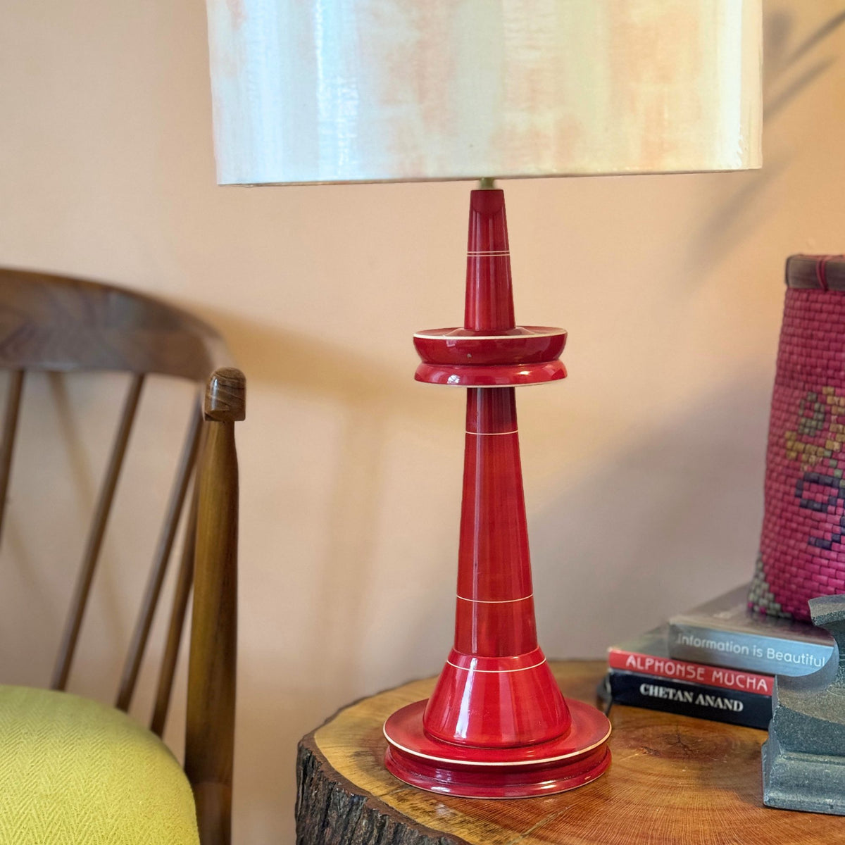 VILLAKKU BASE BLACK ~ 12" PINK SHIBORI SHADE