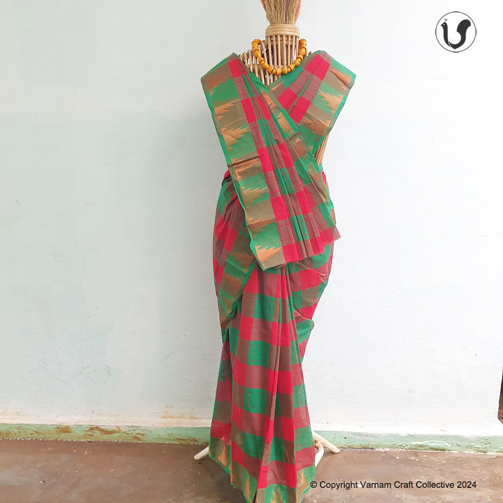 CHETTINAD CHECKS ~ red green