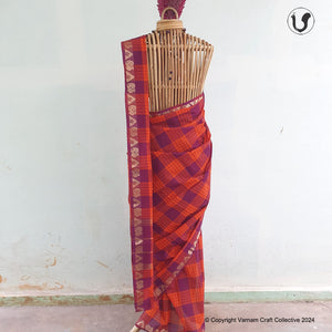 CHETTINAD CHECKS ~ Maroon orange