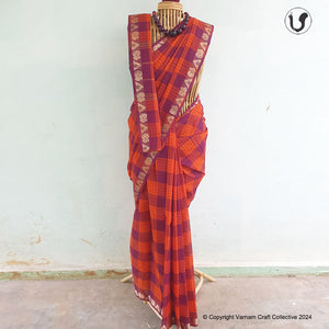 CHETTINAD CHECKS ~ Maroon orange