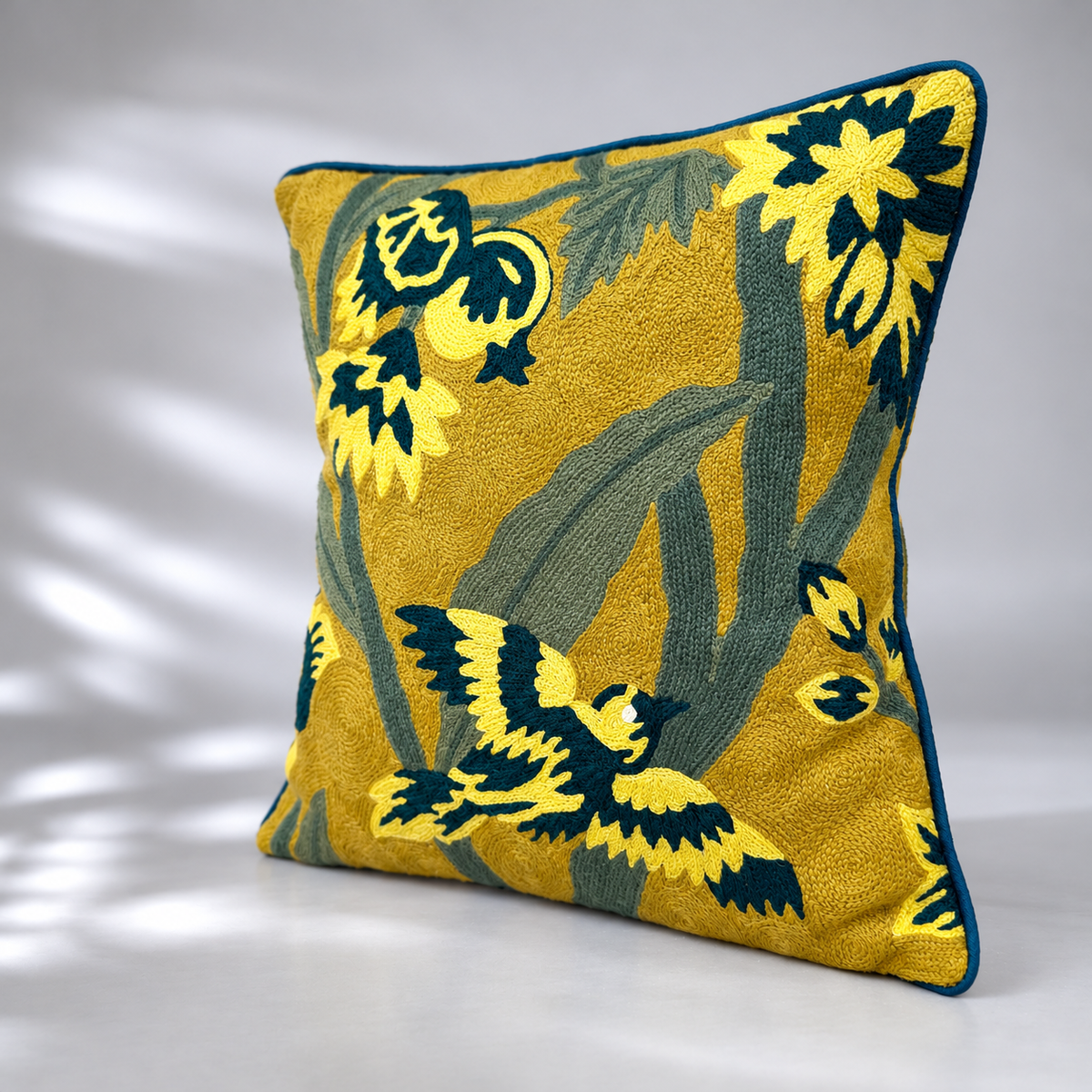 CREWEL FLORALS 16 x16 INCHES kingfisher