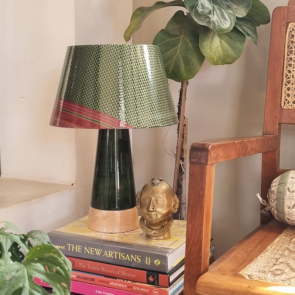 MUSHROOM LAMP (Green Khana shade - Green Slant base)