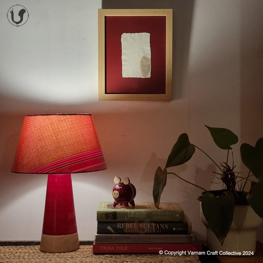 MUSHROOM LAMP (Orange Khana shade - Red Slant base) – varnamcraftcollective
