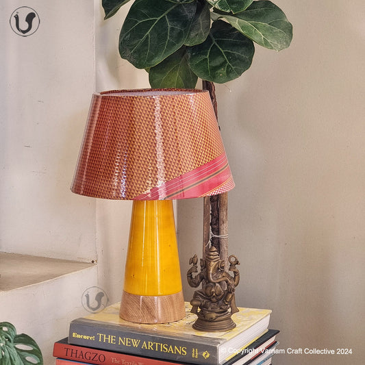 MUSHROOM LAMP (Orange Khana shade - Yellow Slant base)