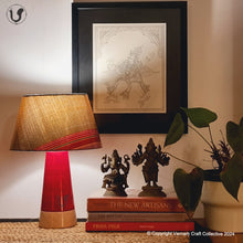 Load image into Gallery viewer, MUSHROOM LAMP (Yellow Khana shade - Red Slant base)
