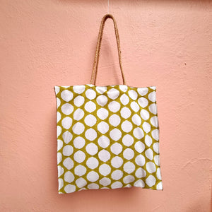 JUTE BAG- polka green