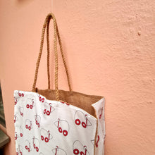 Load image into Gallery viewer, JUTE BAG - red mice
