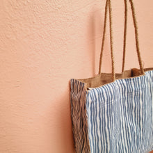 Load image into Gallery viewer, JUTE BAGS - blue stripes
