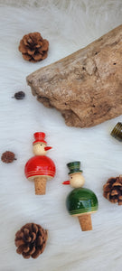 FLAKY SNOWMAN bottle stoppers (a pair)