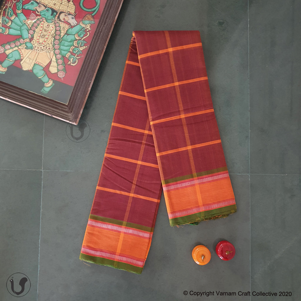 CHETTINAD LARGE CHECKS ~ Brown orange