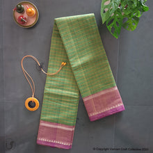 Load image into Gallery viewer, CHETTINAD CHECKS ~ parrot green n pink
