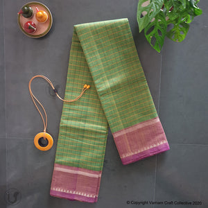 CHETTINAD CHECKS ~ parrot green n pink