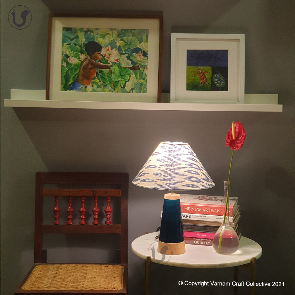 SLANT Blue ~ 12" Uzbek Blue IKAT cone