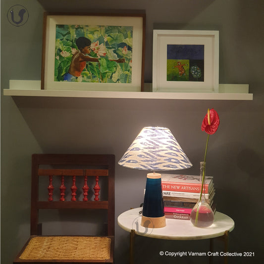 SLANT Blue ~ 12" Uzbek Blue IKAT cone