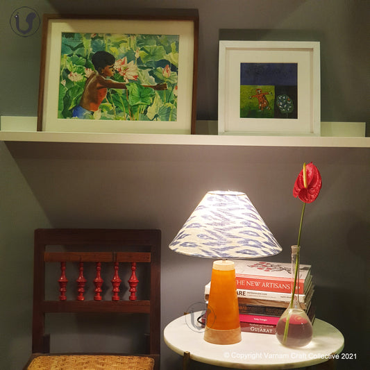 SLANT Mustard ~ 12" Uzbek Blue IKAT cone