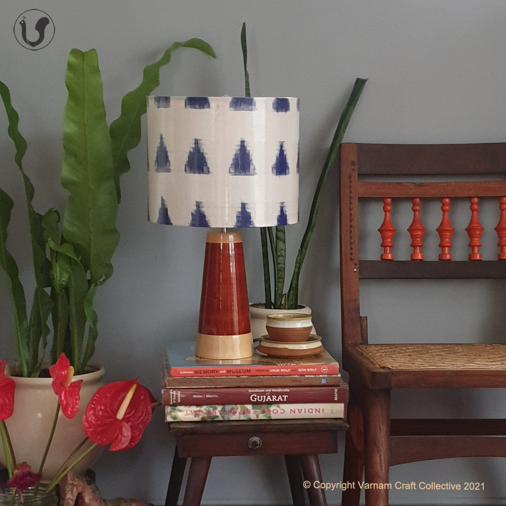 SLANT Red ~ 10" Blue Trikone Ikat (M)