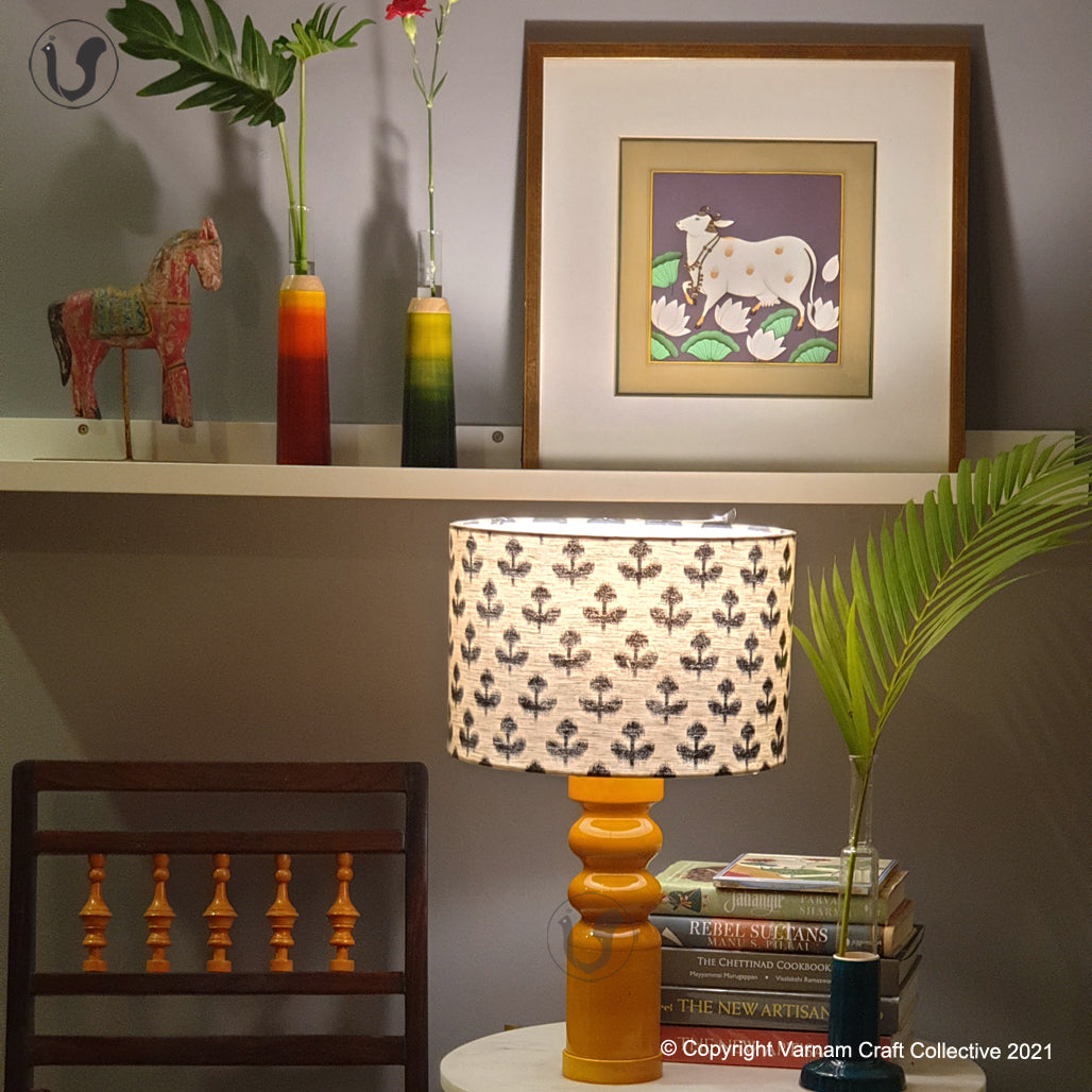 STHAMB Yellow ~ 12" Black Flowers Drum