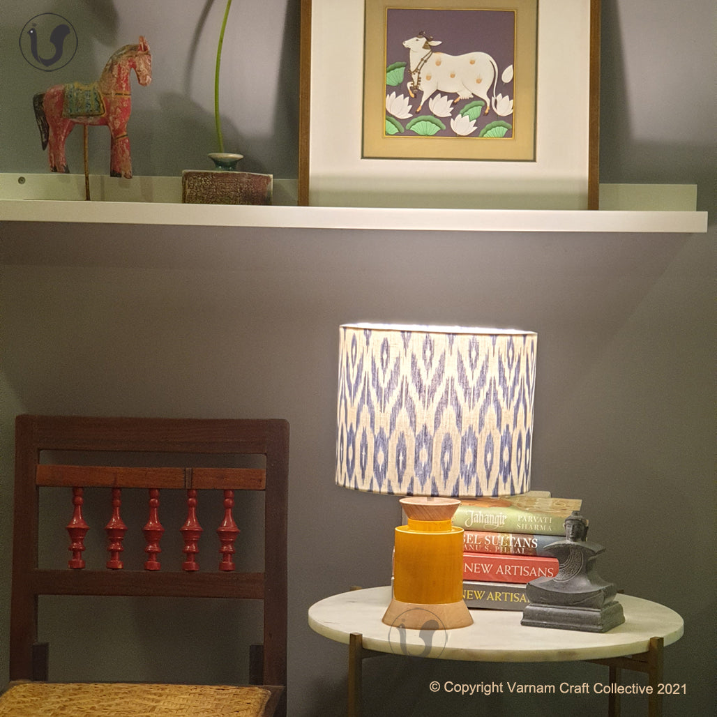 STUPA Yellow - 10" Blue Uzbek ikat