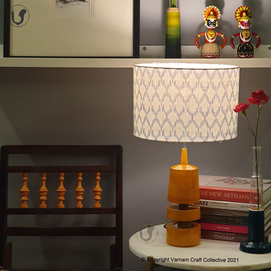 TRIKONE mustard ~ 12" Blue Pattern Ikat