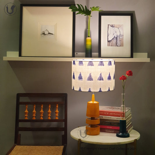 TRIKONE mustard ~ 12" Blue Trikone Ikat