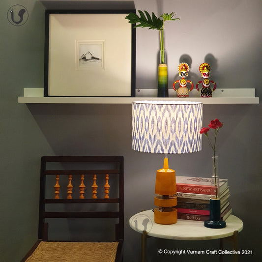 TRIKONE mustard ~ 12" Uzbek Blue Ikat