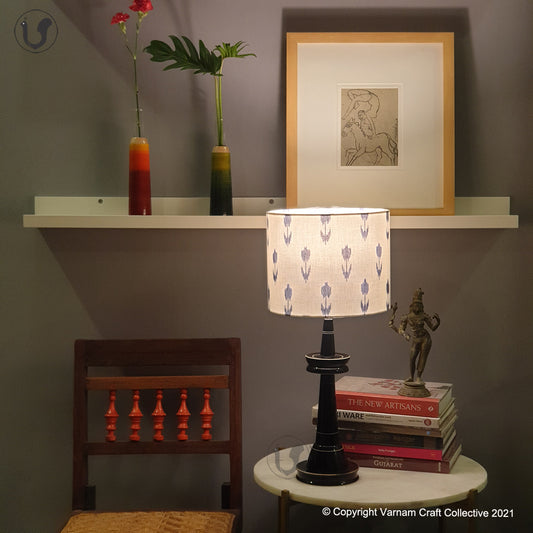 VILLAKKU BASE Black ~ 10" Blue Arrows Ikat