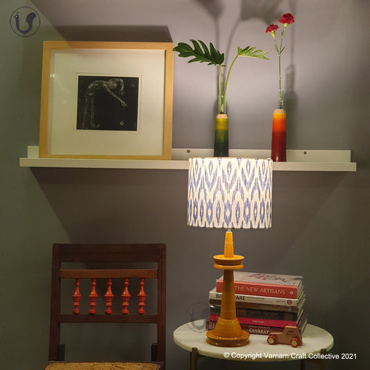 VILLAKKU BASE Mustard ~ 10" Uzbek Blue Ikat