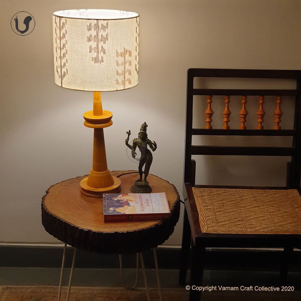 VILLAKKU BASE ~ Grey Brown Ikat Drum