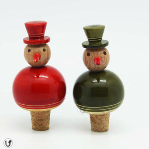 FLAKY SNOWMAN bottle stoppers (a pair)