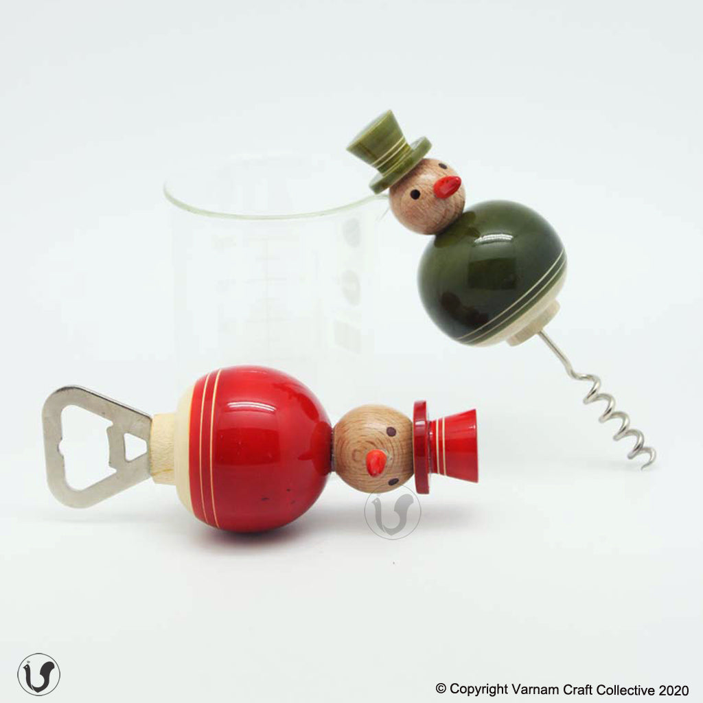 FLAKY SNOWMAN bottle-cork opener set