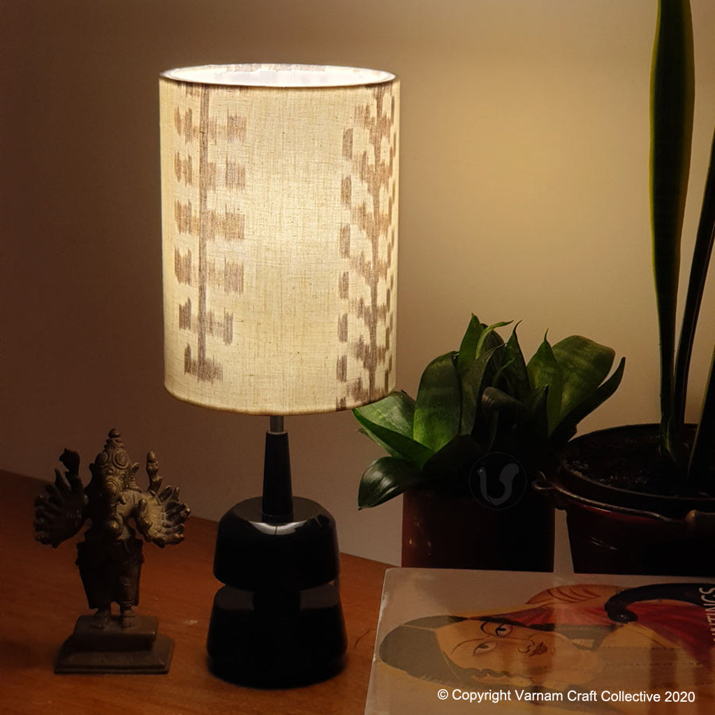 MINI TRIKONE Black ~ 6X8" GREY BROWN IKAT