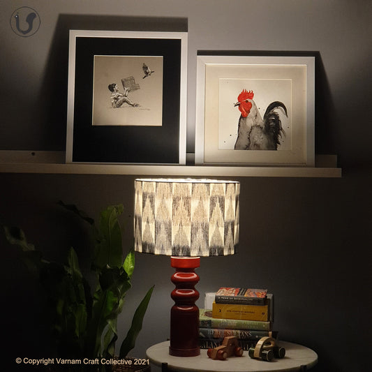 STHAMB Red ~ 12" Grey Checks IKAT