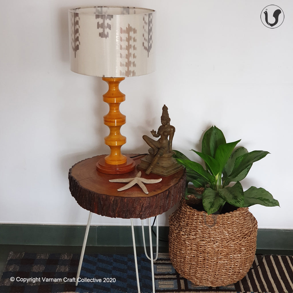 SWIRL BASE Mustard ~ 12" Brown Grey IKAT DRUM