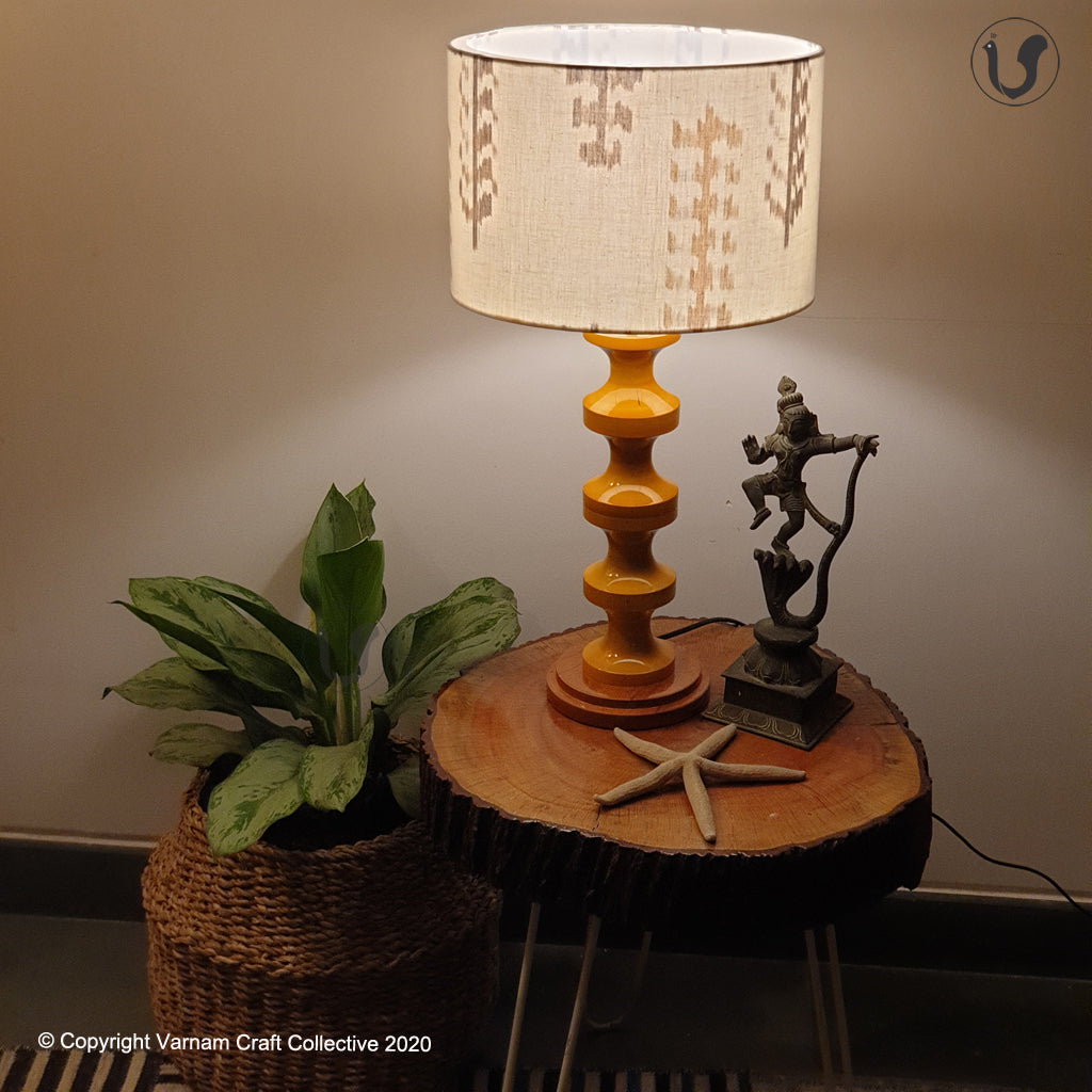 SWIRL BASE Mustard ~ 12" Brown Grey IKAT DRUM