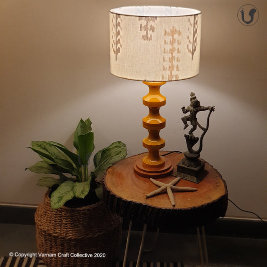 SWIRL BASE Mustard ~ 12" Brown Grey IKAT DRUM