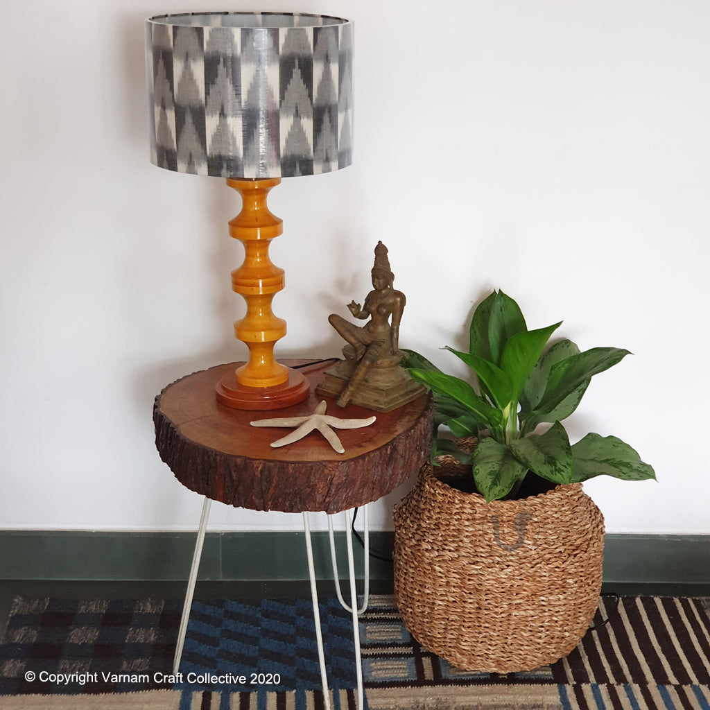 SWIRL BASE Mustard ~ 12" Grey Checks IKAT DRUM