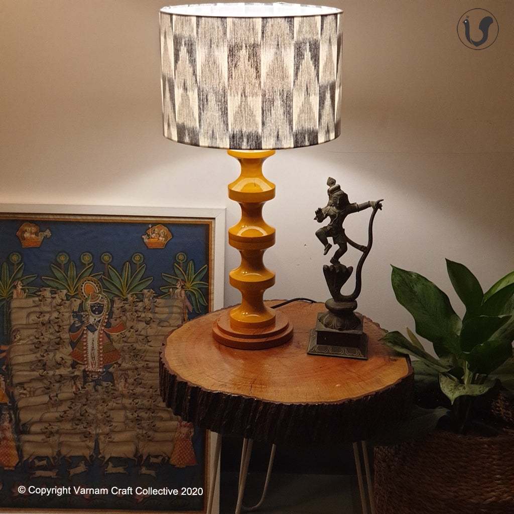 SWIRL BASE Mustard ~ 12" Grey Checks IKAT DRUM