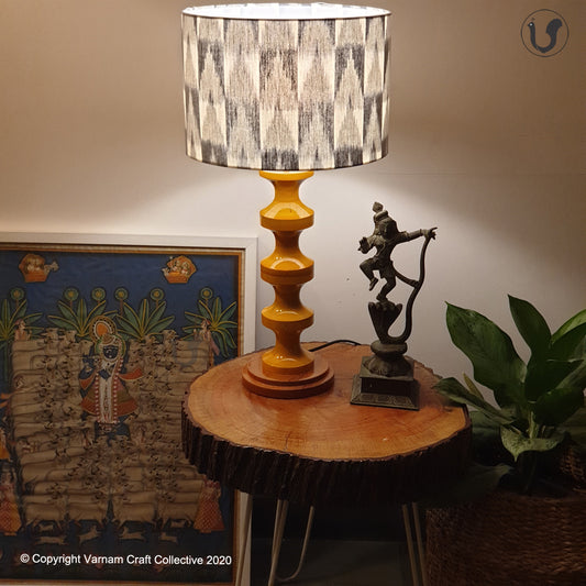 SWIRL BASE Mustard ~ 12" Grey Checks IKAT DRUM