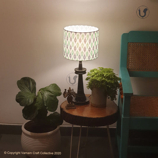 VILLAKKU Black ~ Green grey checks Ikat Drum