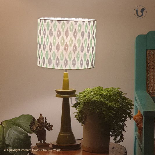 VILLAKKU Green ~ Green grey checks Ikat Drum